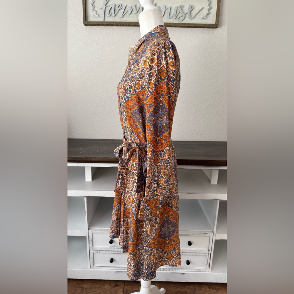 New Tory Burch Soiree Pleated Shirtdress 100% Silk Women's Size 8 *6 - Picture 7 of 12